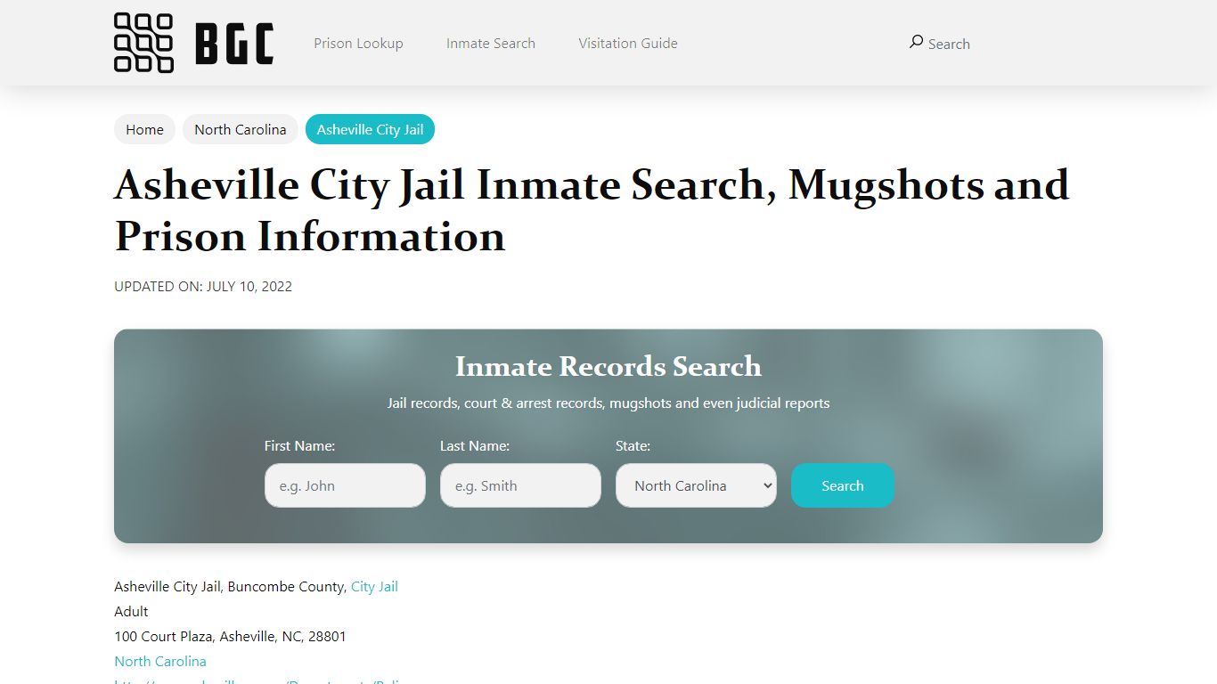Asheville City Jail Inmate Search, Mugshots, Visitation ...