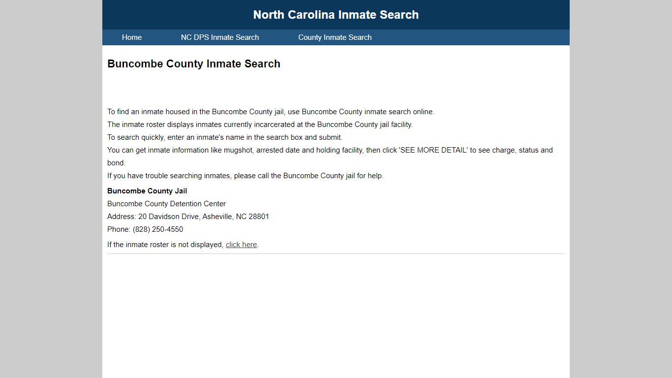 Buncombe County Inmate Search - North Carolina Inmate Search